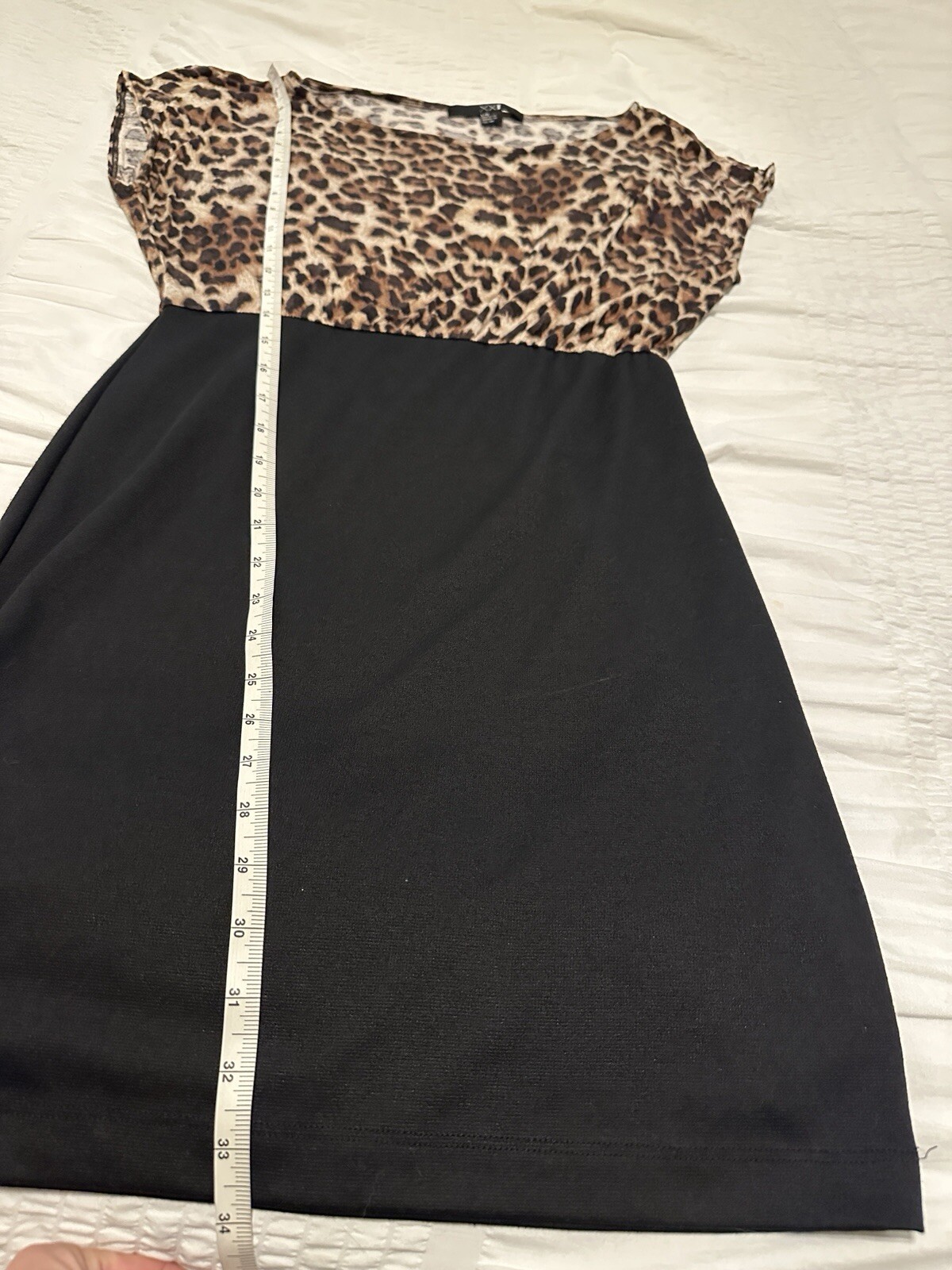 Forever 21 Leopard Black Bodycon Soft Lightweight Dress Women’s Jrs Size L EUC