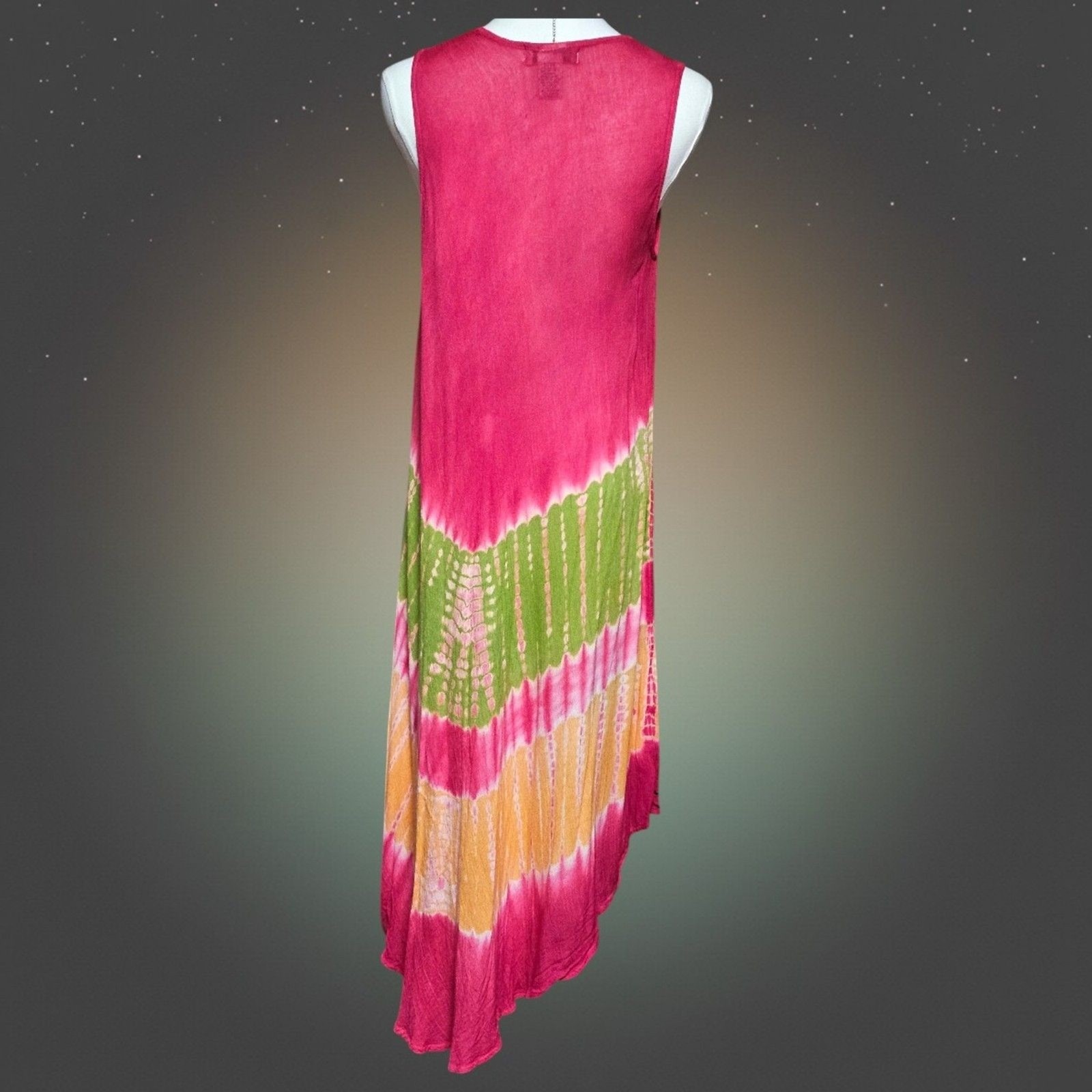 Cute Options Womens One Size Boho Tie Dye Rayon Festival Maxi Dress