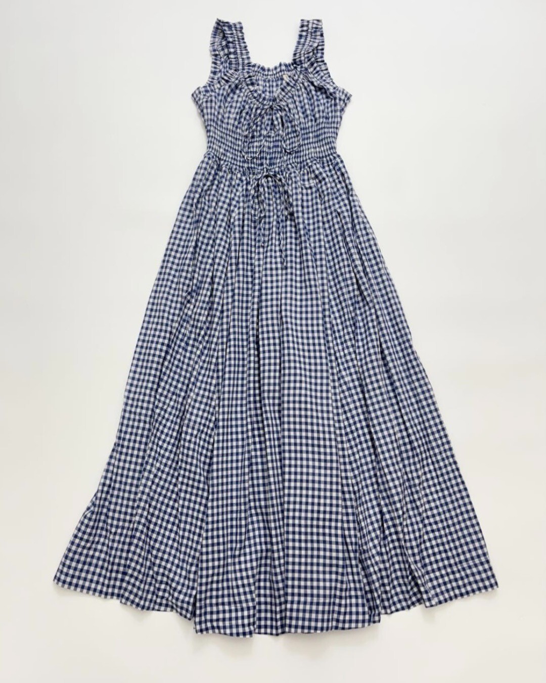 DOEN 25 Spring/Summer checkered printed cinched waist lace-up vest dress