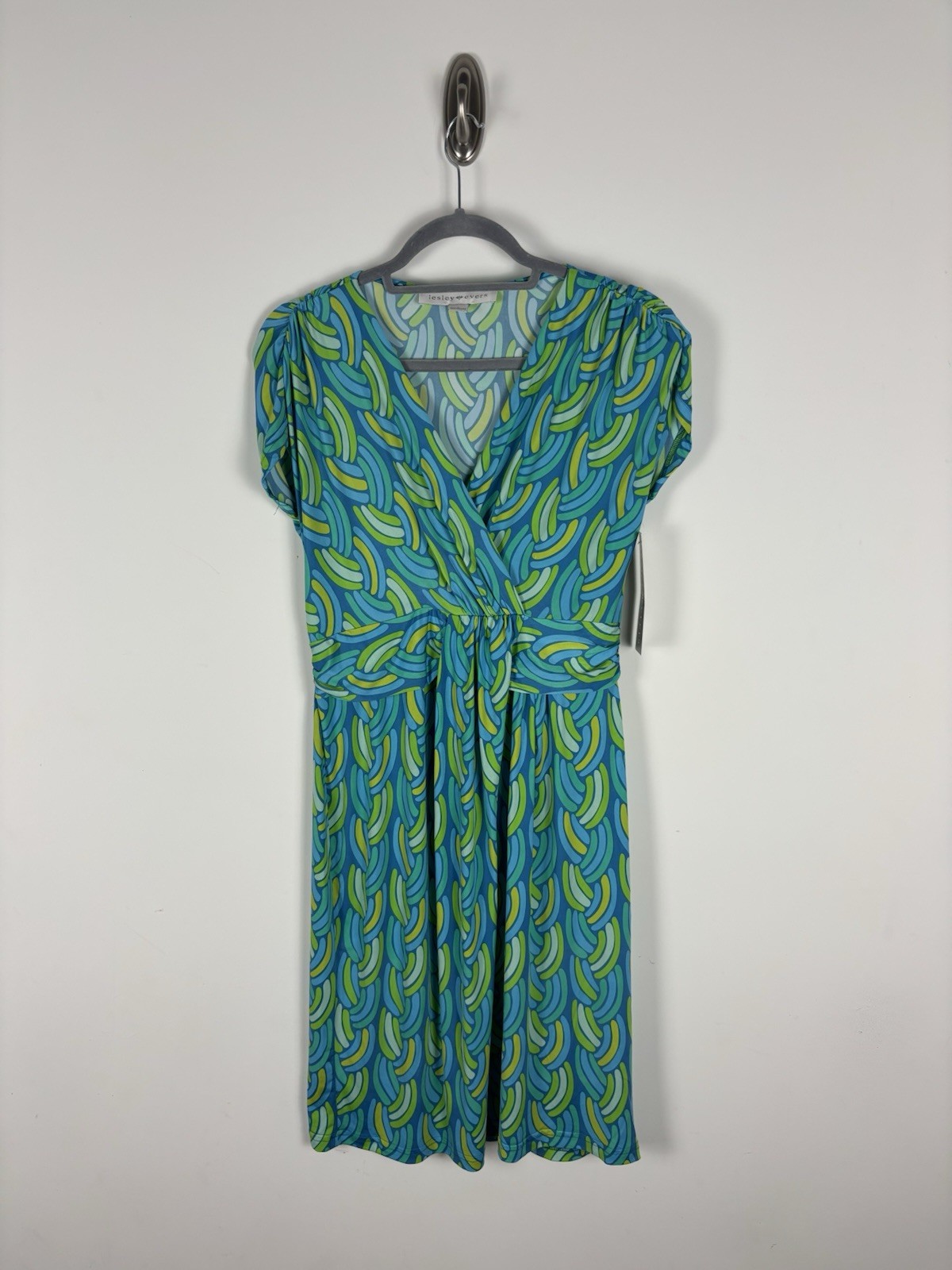 Nwt Lesley Evers Sadie Aqua Braid Dress Size Medium Blue Green Jersey Knit Retro