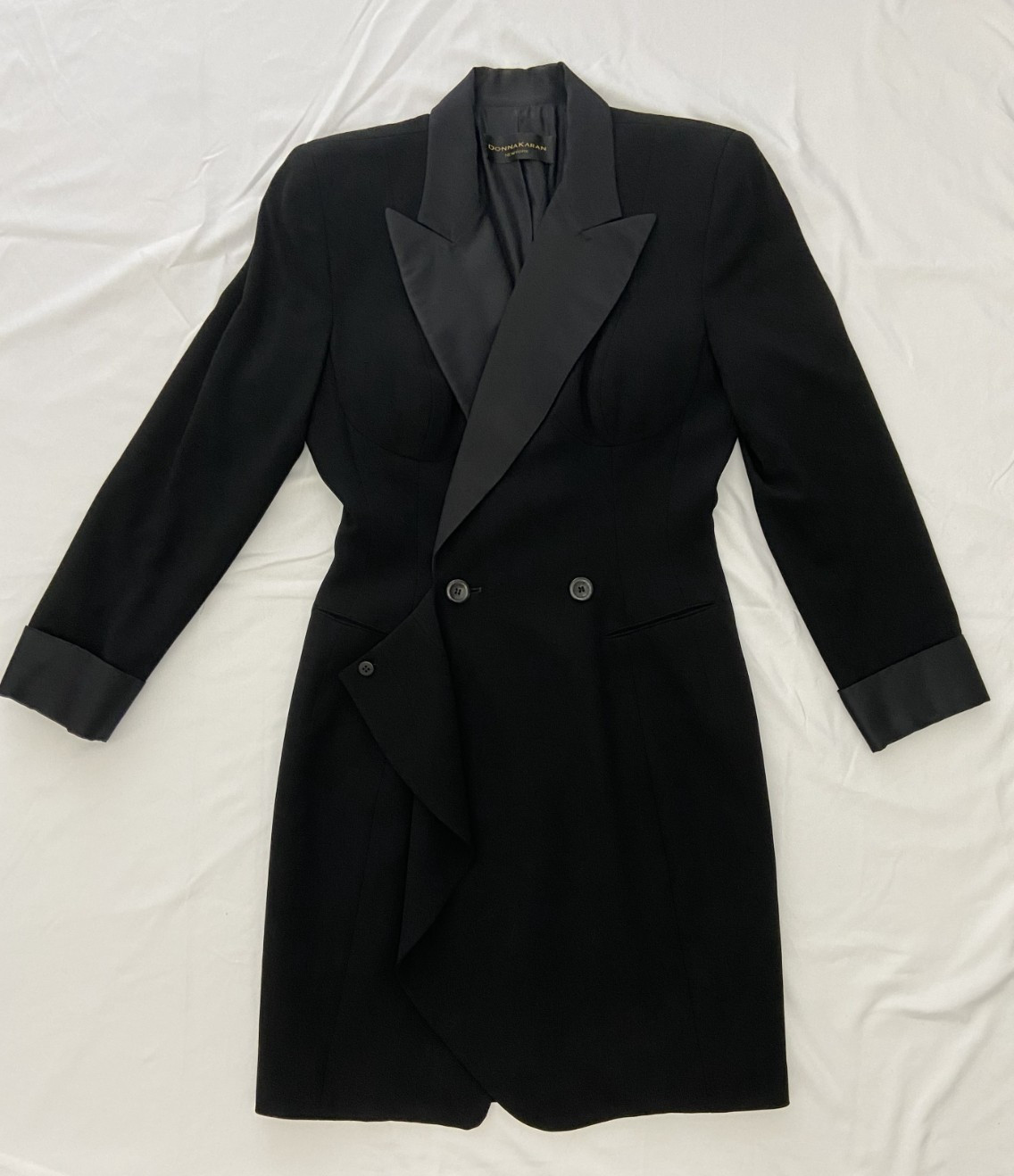 Vintage Donna Karan New York Tuxedo Mini Blazer Dress Size 8