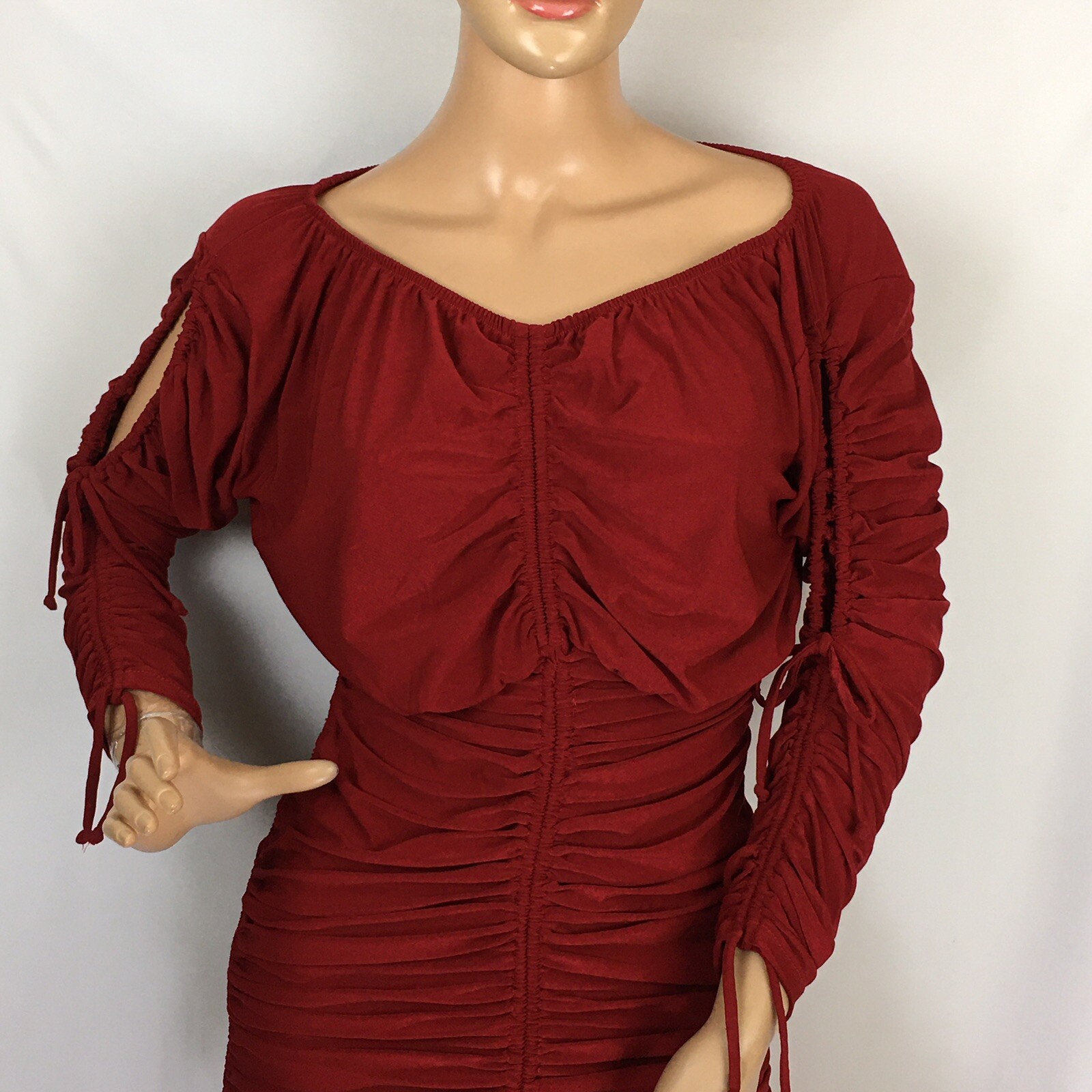 Claudio Milano Women’s Jersey Ruched Red Dress