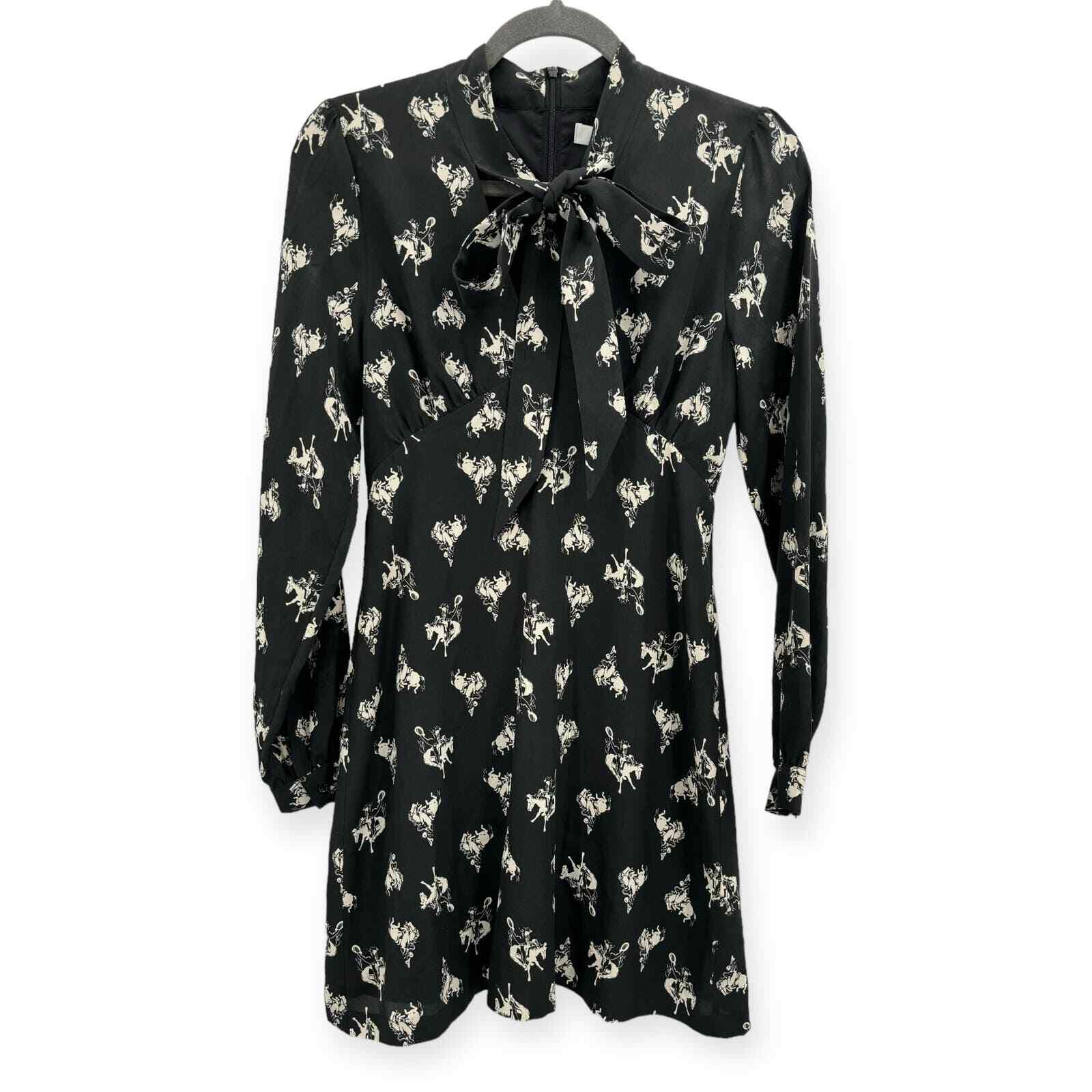 RE/DONE X Levi’s 60s Cowboy Necktie Equestrian Print Black Mini Dress Size Small