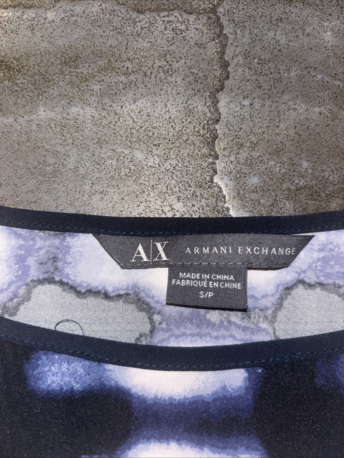 AX Armani Exchange Geometric Print Blue & Black Short Dress Small Elastic Waist