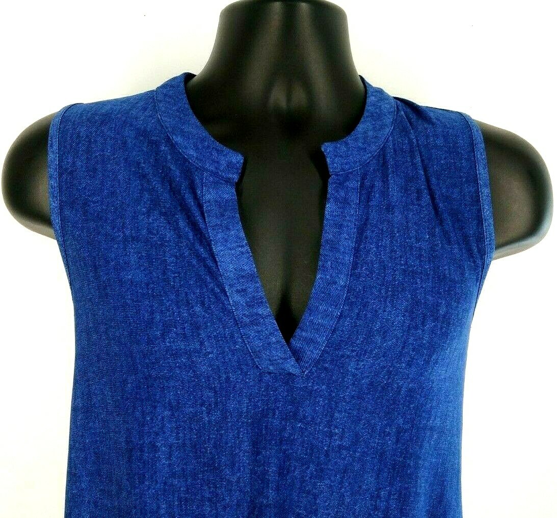 SJS Womens Shift Dress SIZE S Sleeveless Floral Blue Polyester Spandex