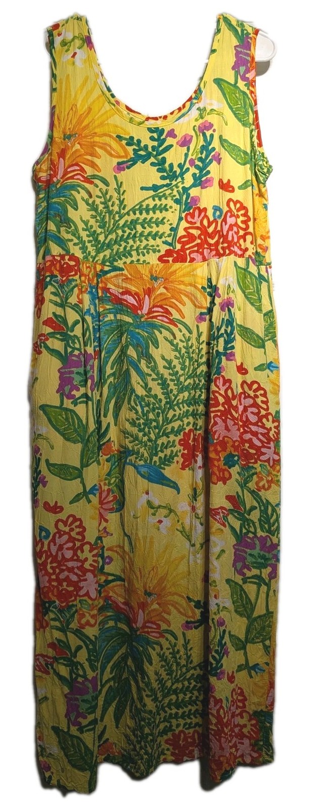 Vtg Jams World Dress Women M-L See Photo Dim Tropical Floral Maxi Hawaiian Rayon
