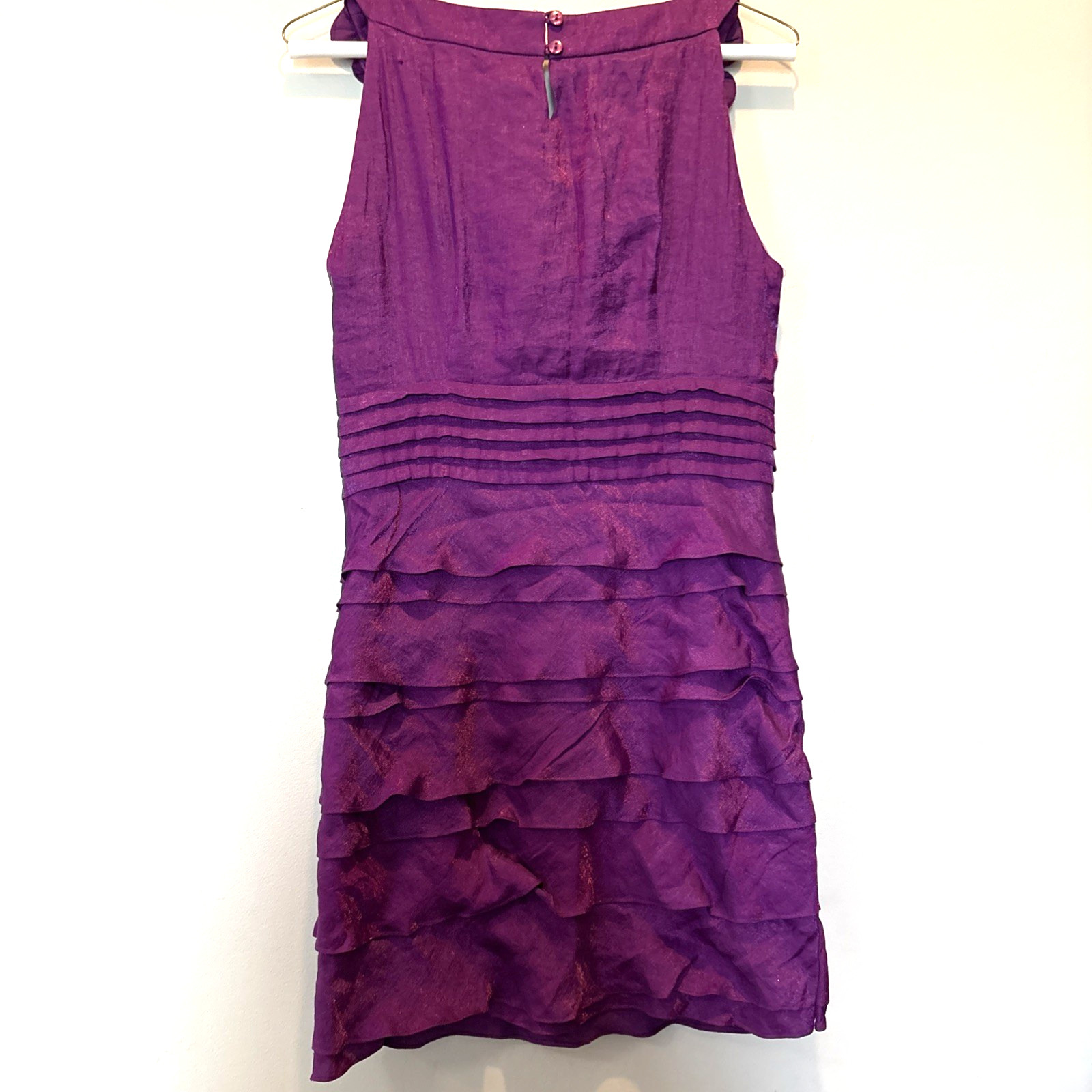 SANGRIA Sleeveless Key Hole Purple Layered/ Ruffled side zipper Dress Size 10