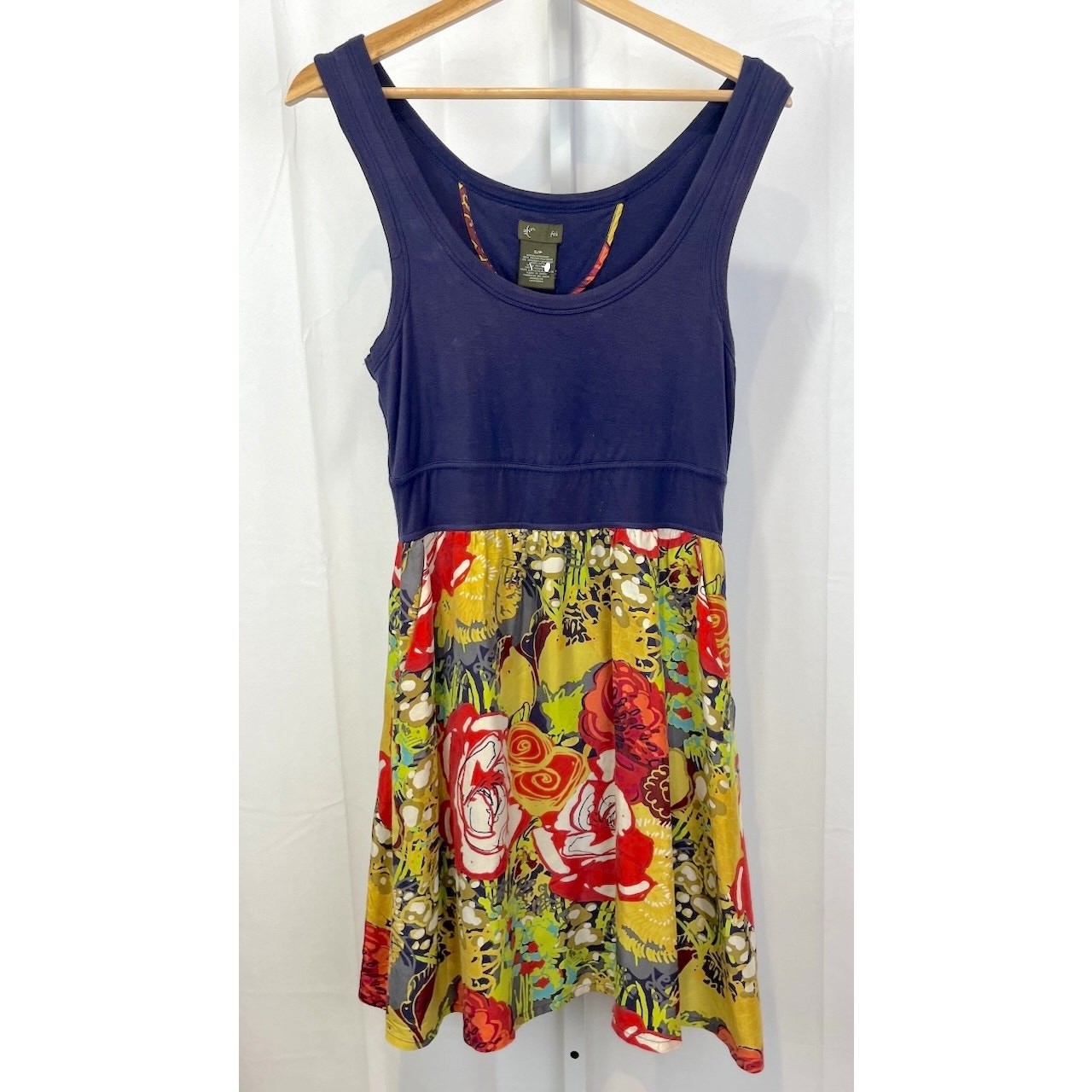 FEI Sz S Anthropologie Mix Media Tank Dress Sleeveless Silk Floral Purple Multi