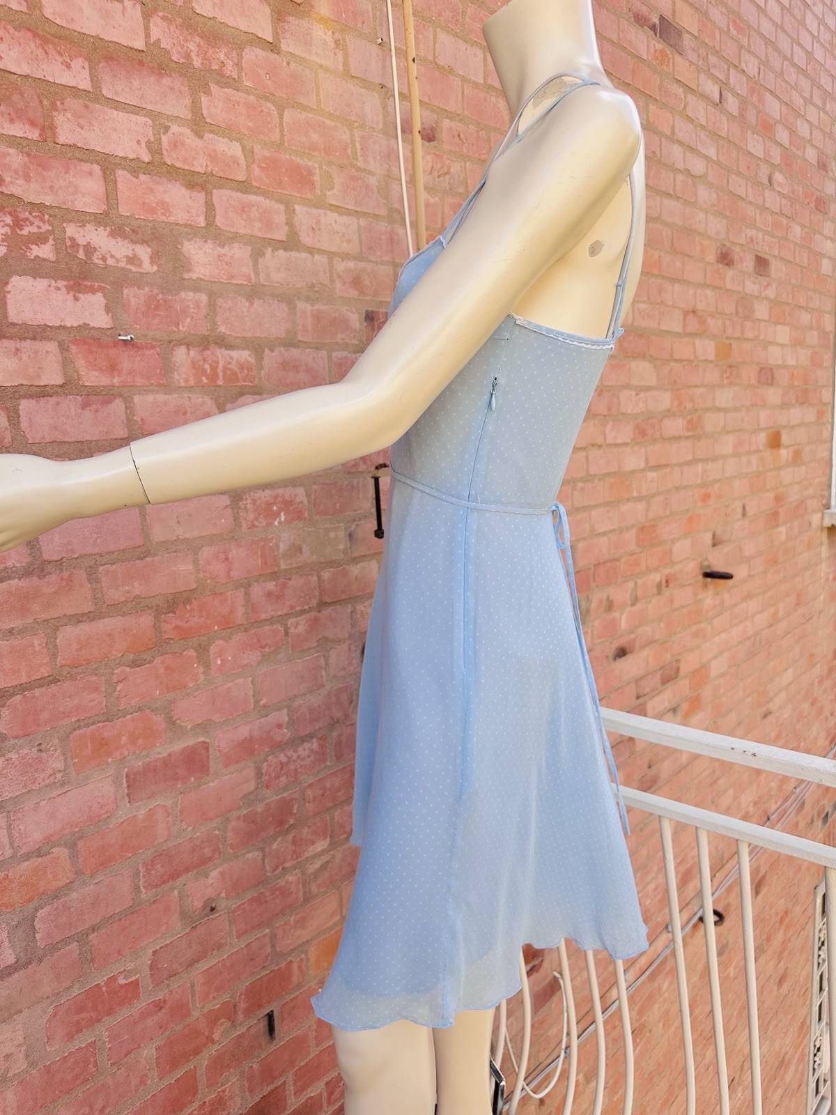 Vintage 2000s BluGirl Blumarine Blue Polka Dot Rayon Slip Dress I40 Y2K Gem💎