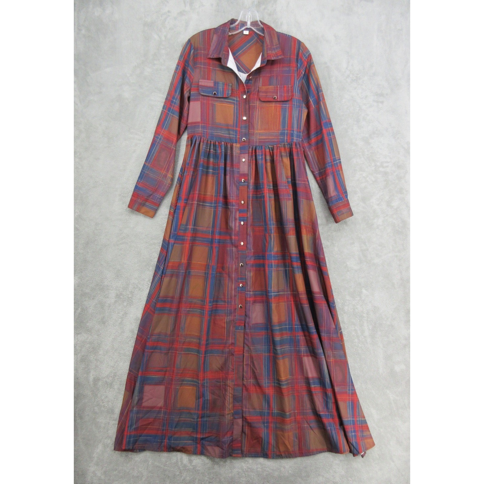 Boutique Dress Womens Small Plaid Southwestern Western Button Front Boho Modest