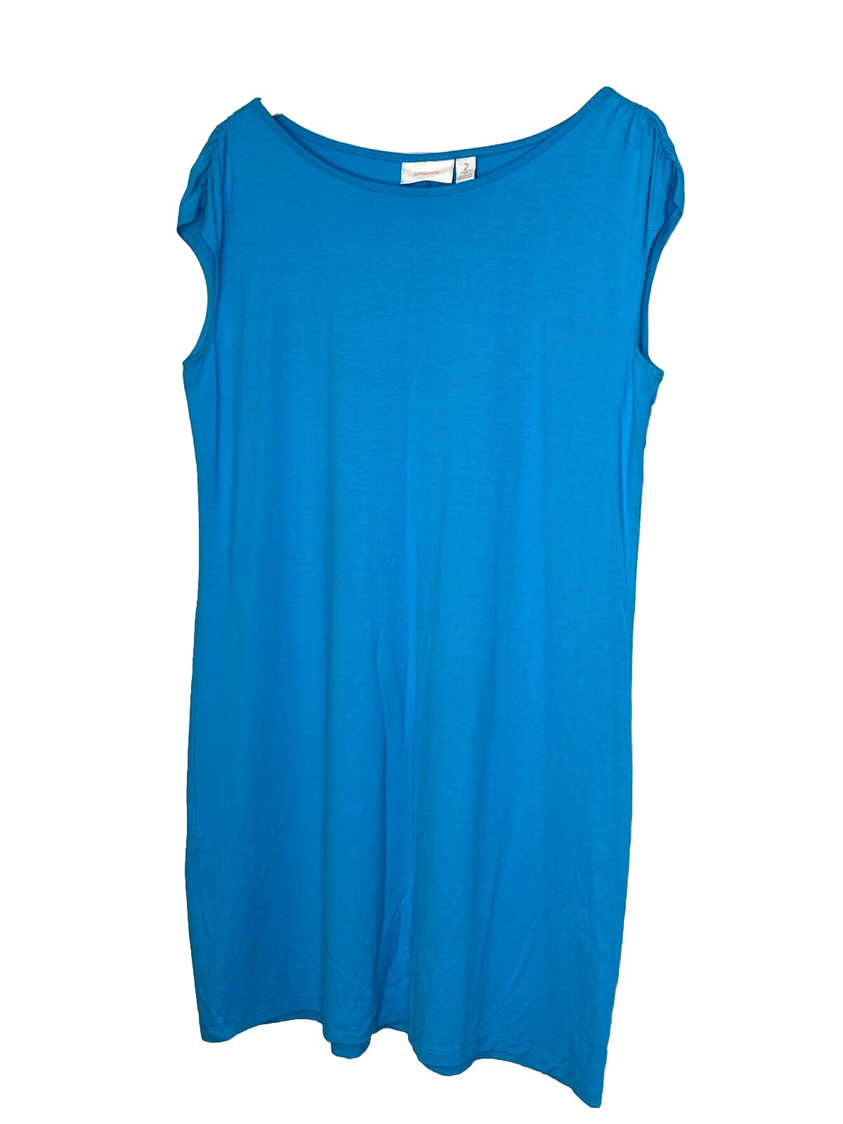 Chicos Women’s Tank Dress Comfort Lightweight Travel Light Blue Turquoise Sz 12