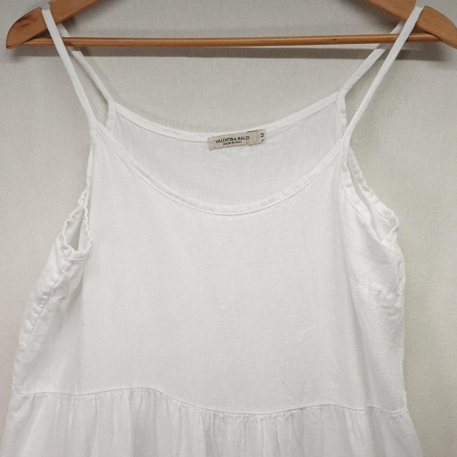 Valentina Naldi Dress Womens Medium White Linen Tiered Cover Up Made Italy
