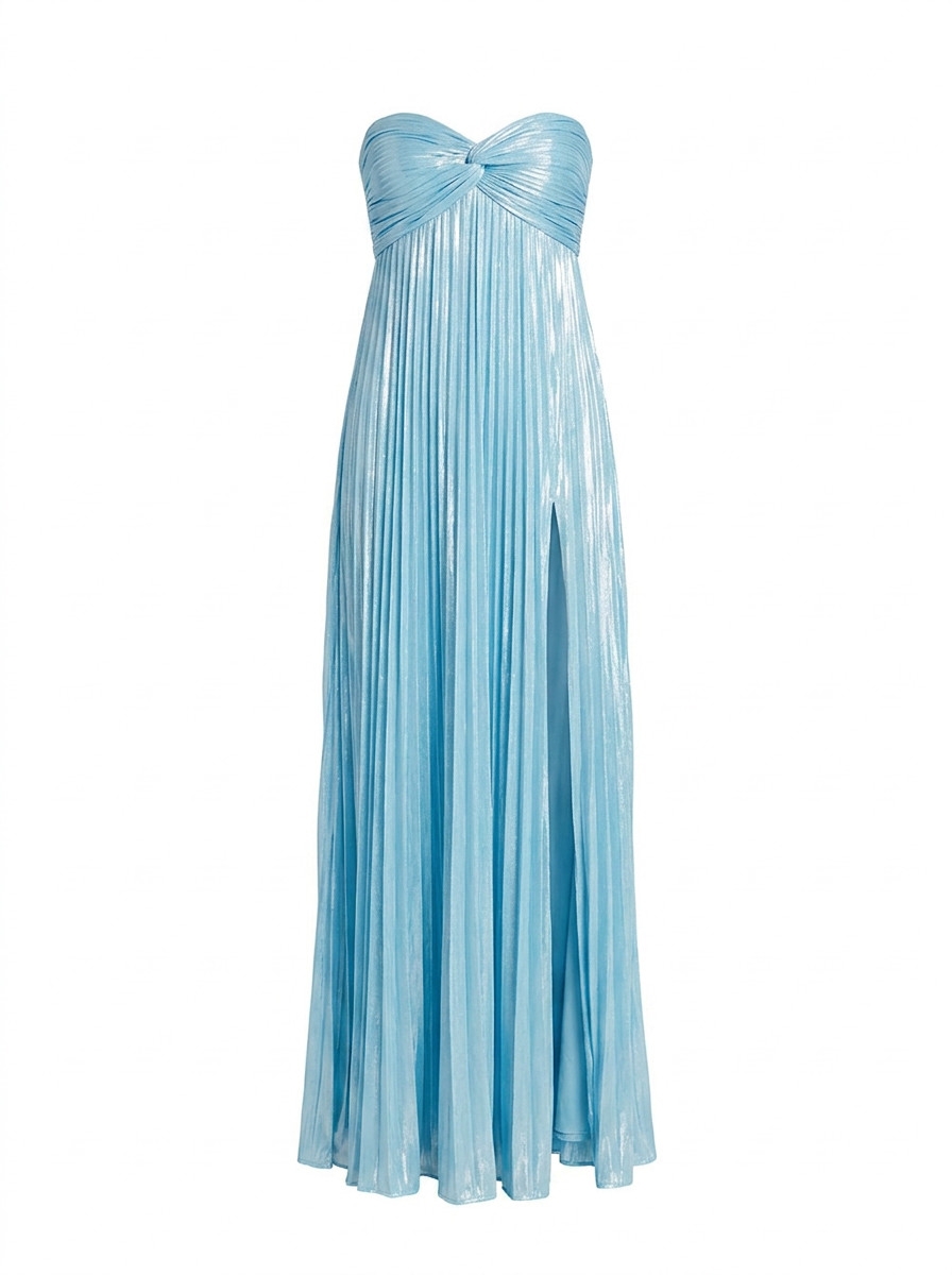 Luminous Pleated Strapless Maxi Dress