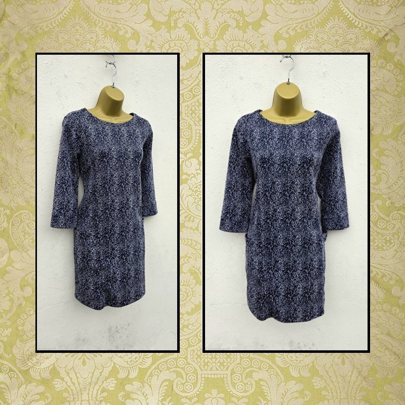 Cosy Nutmeg Size 12 Navy Blue Half Sleeve Pockets Autumn Winter Warm Tunic Dress