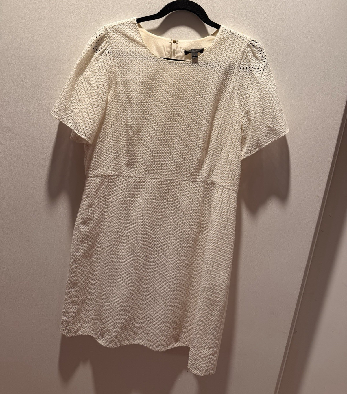 J.Crew Ivory Eyelet Sheath Dress Short Sleeve Women’s Size 12
