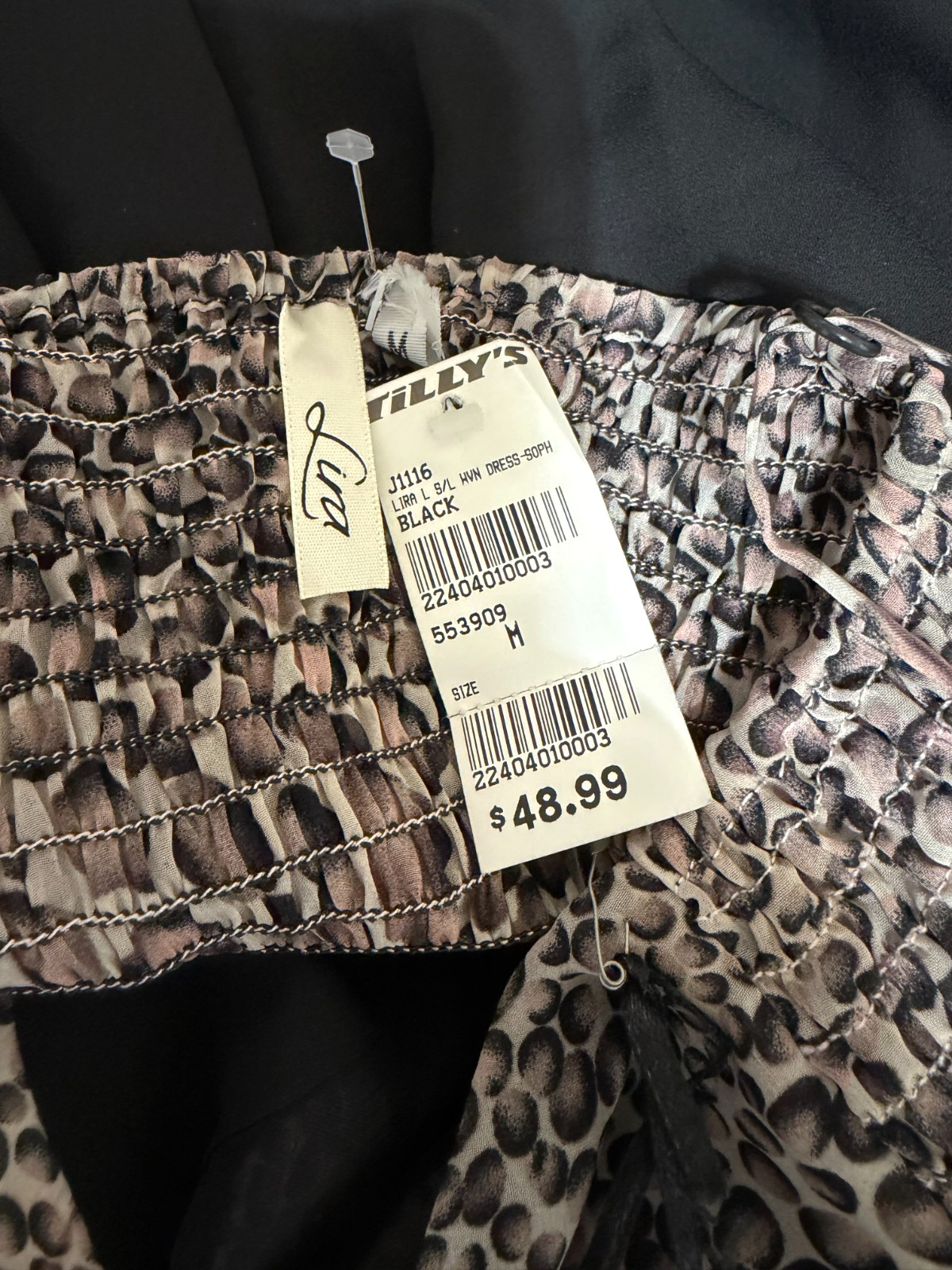 Tilly’s Lira Medium Black With Leopard Print Hi Low Spaghetti Strap Sundress
