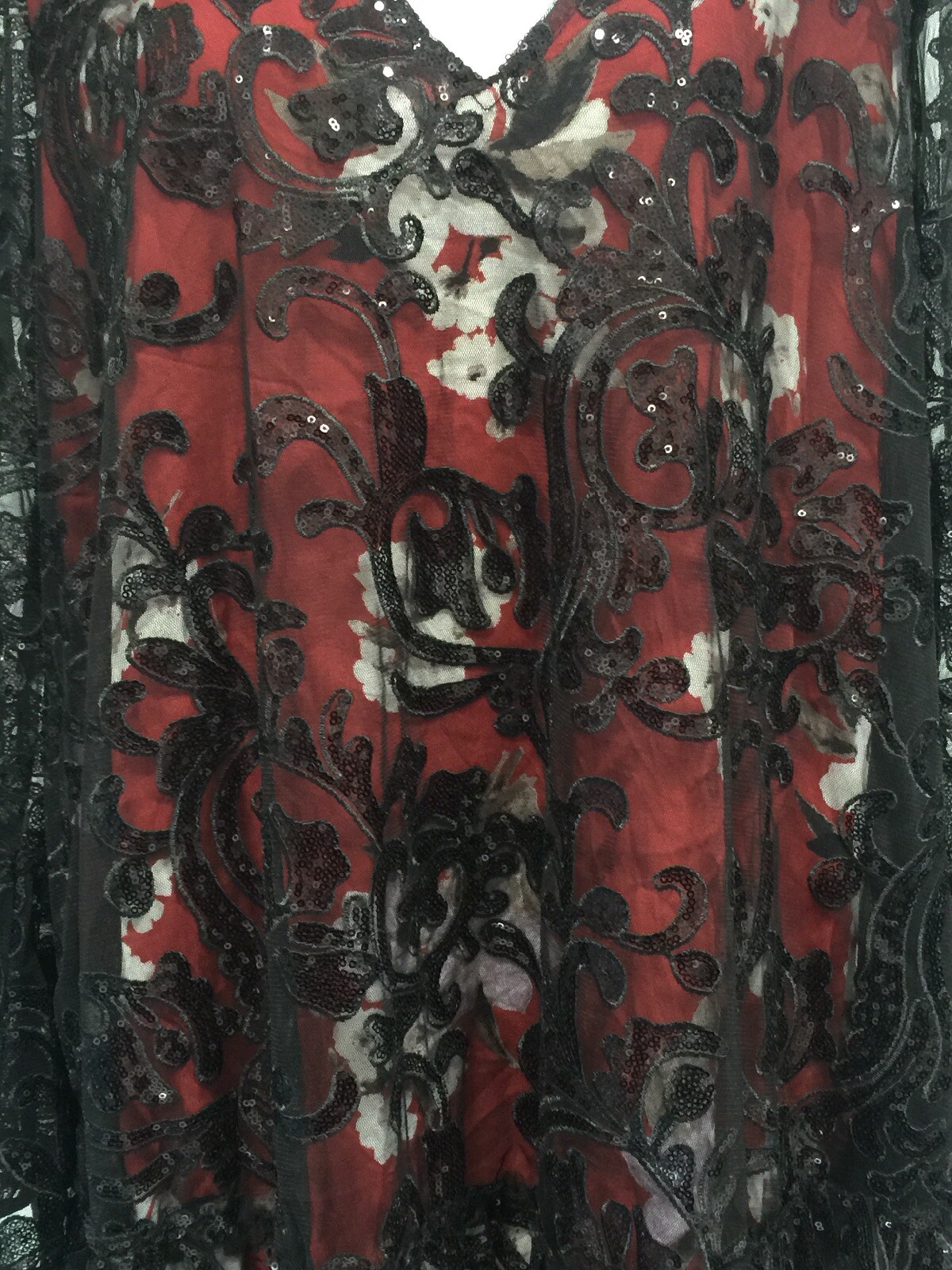 Free People Falling Flowers Frock Mini Dress Red Black Sequins