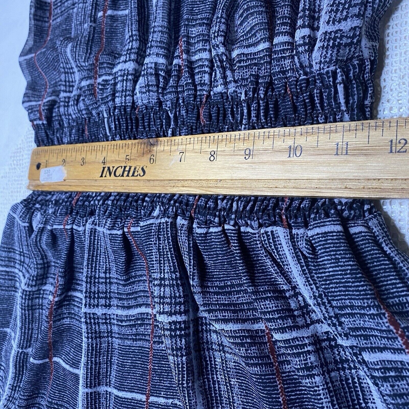 Veronica M Sheer Mini Dress Womens S Plaid High Neck Smocked Waist Fairy Sleeves