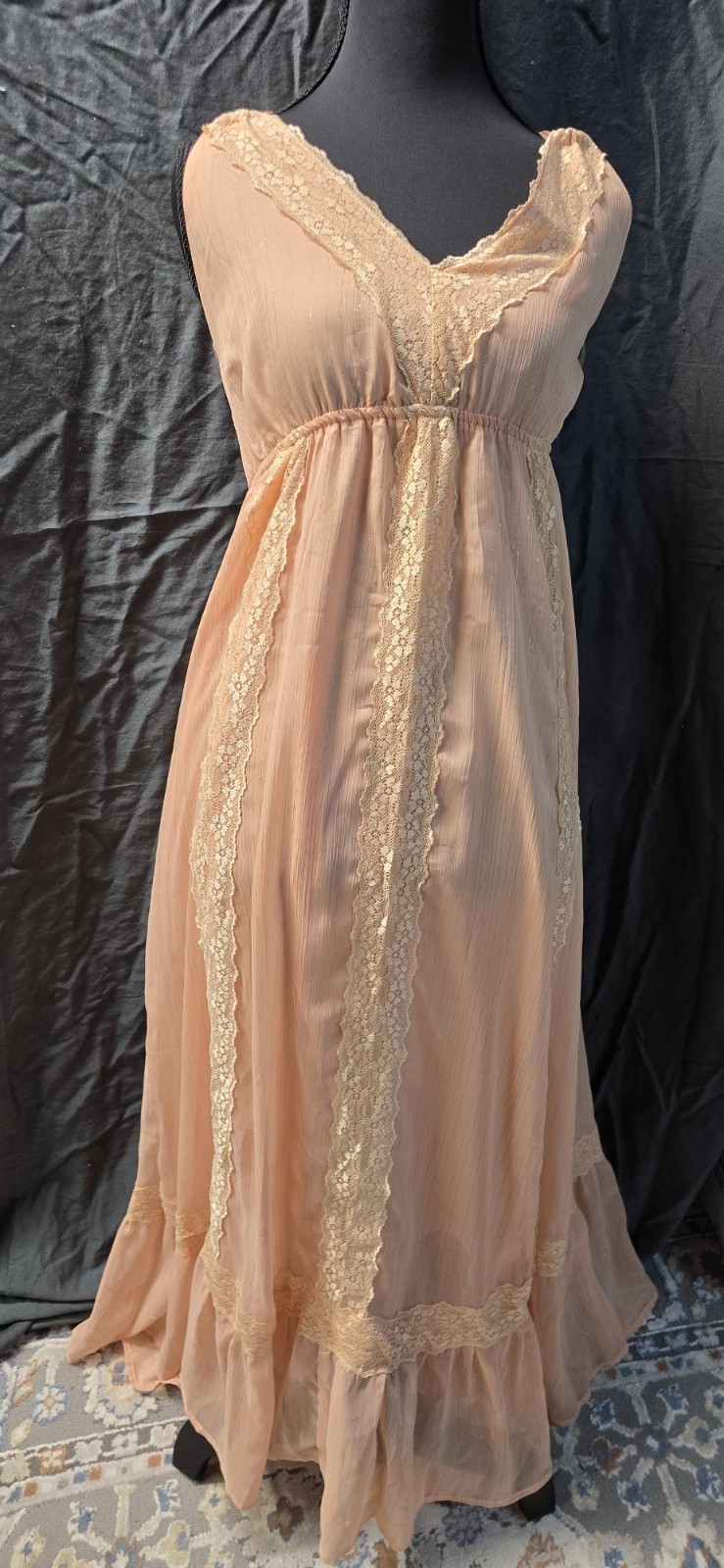 FOREVER 21 Lace Maxi Pink-orange Women Size Small Sleeveless Dress Preowned