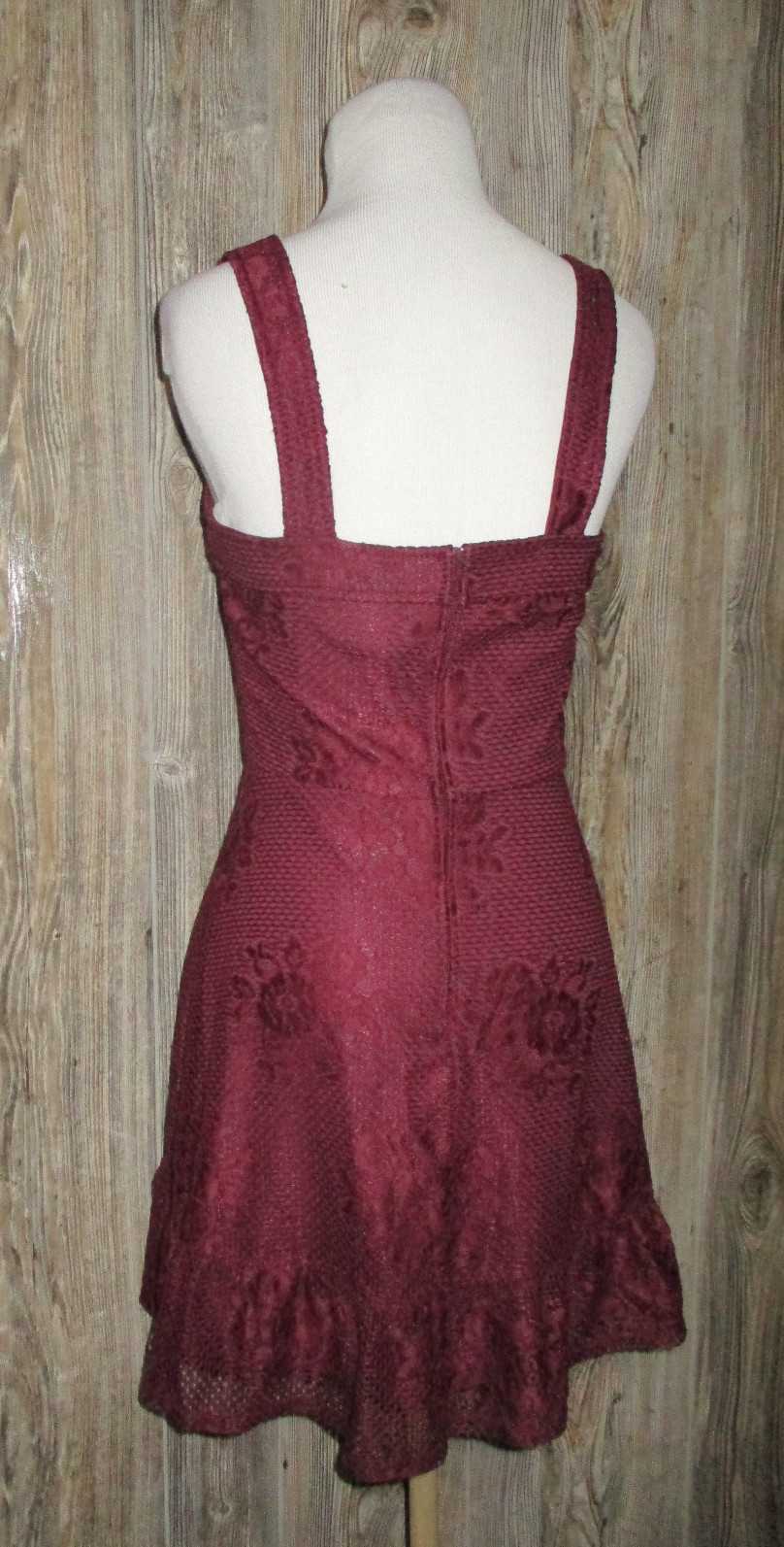 Speechless NWT Wine Sleeveless Princess Seam Ruffle Lace Dress Juniors Size S