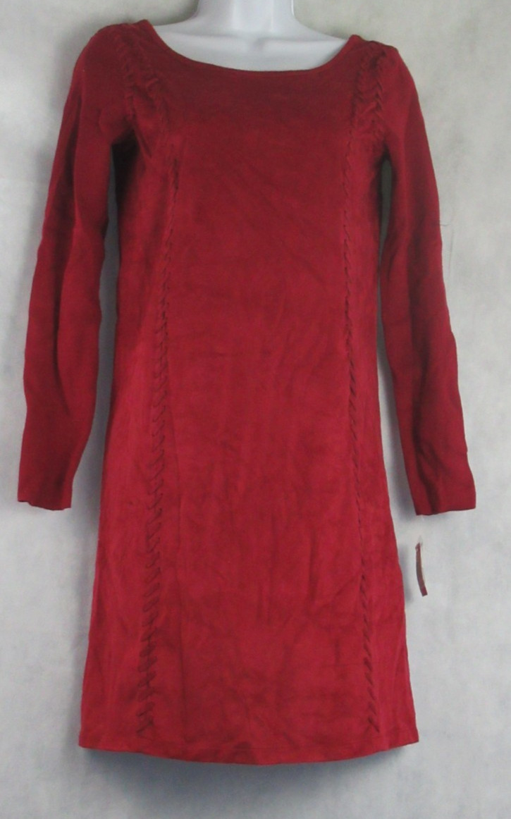 INC Women’s Petite Boho Mixed Media Sheath Dress, Glazed Berry Red, PS