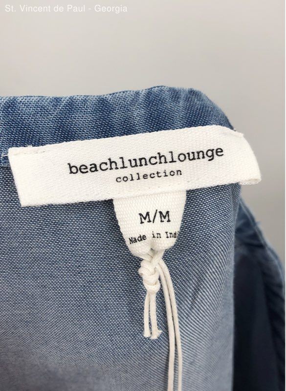 Beach Lunch Lounge Blue Denim Short Sleeve Pullover Shirt Dress Women’s M Mayla
