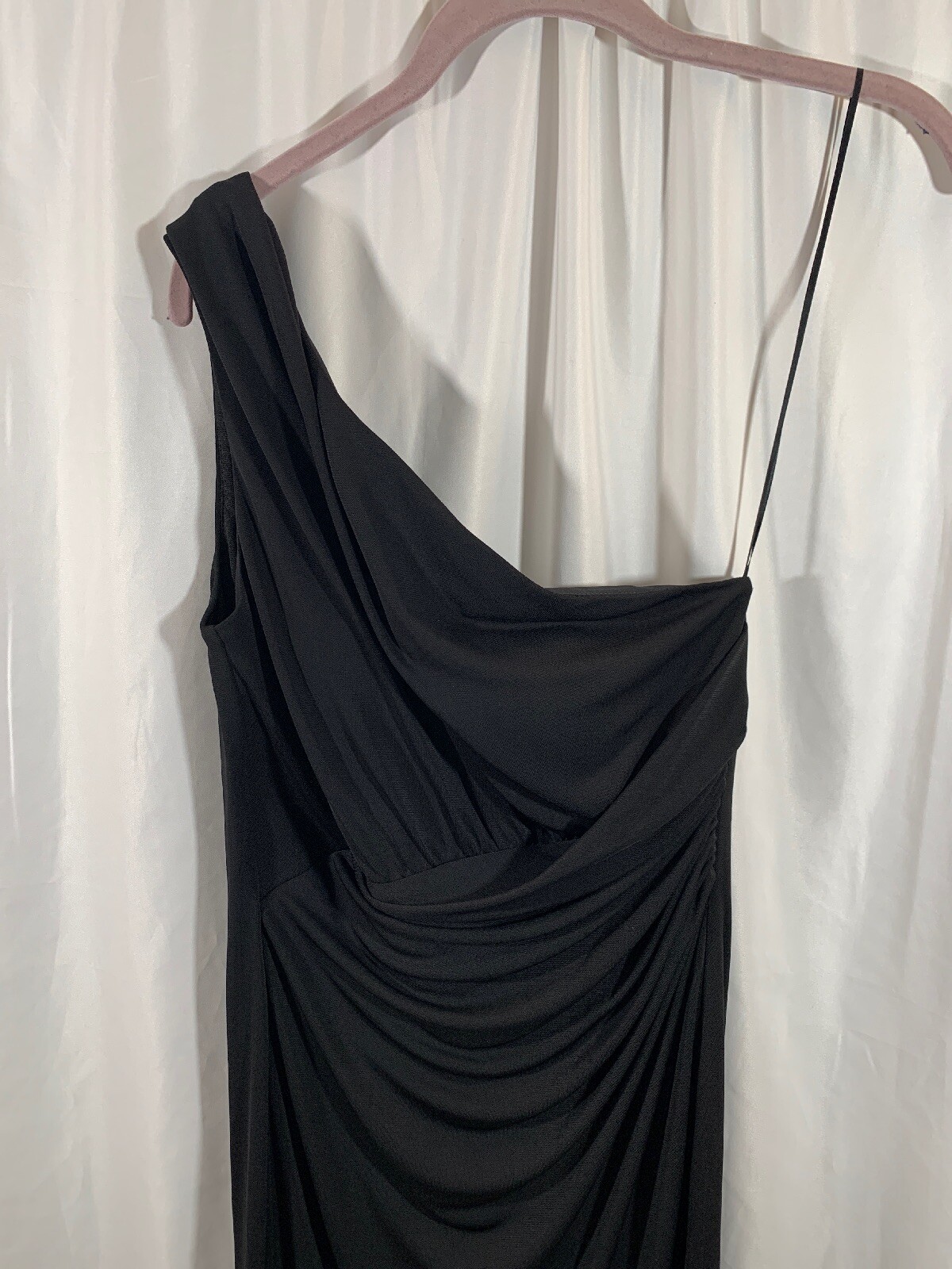 NEW $346 Maria Bianca Nero Black Kerri One-Shoulder Gown [ SZ 4 ] #E746