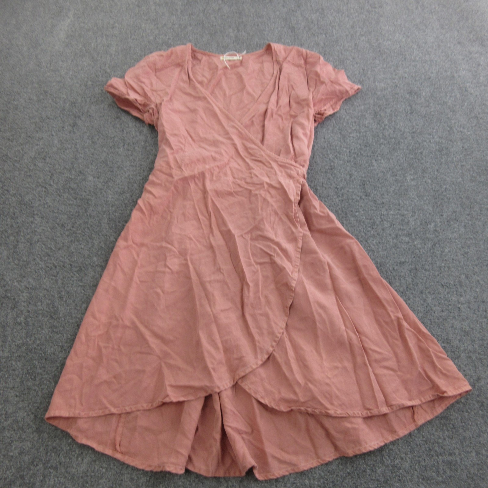 Marine Layer Dress Womens M Pink Lyocell Wrap A Line Short Sleeve Belted Short