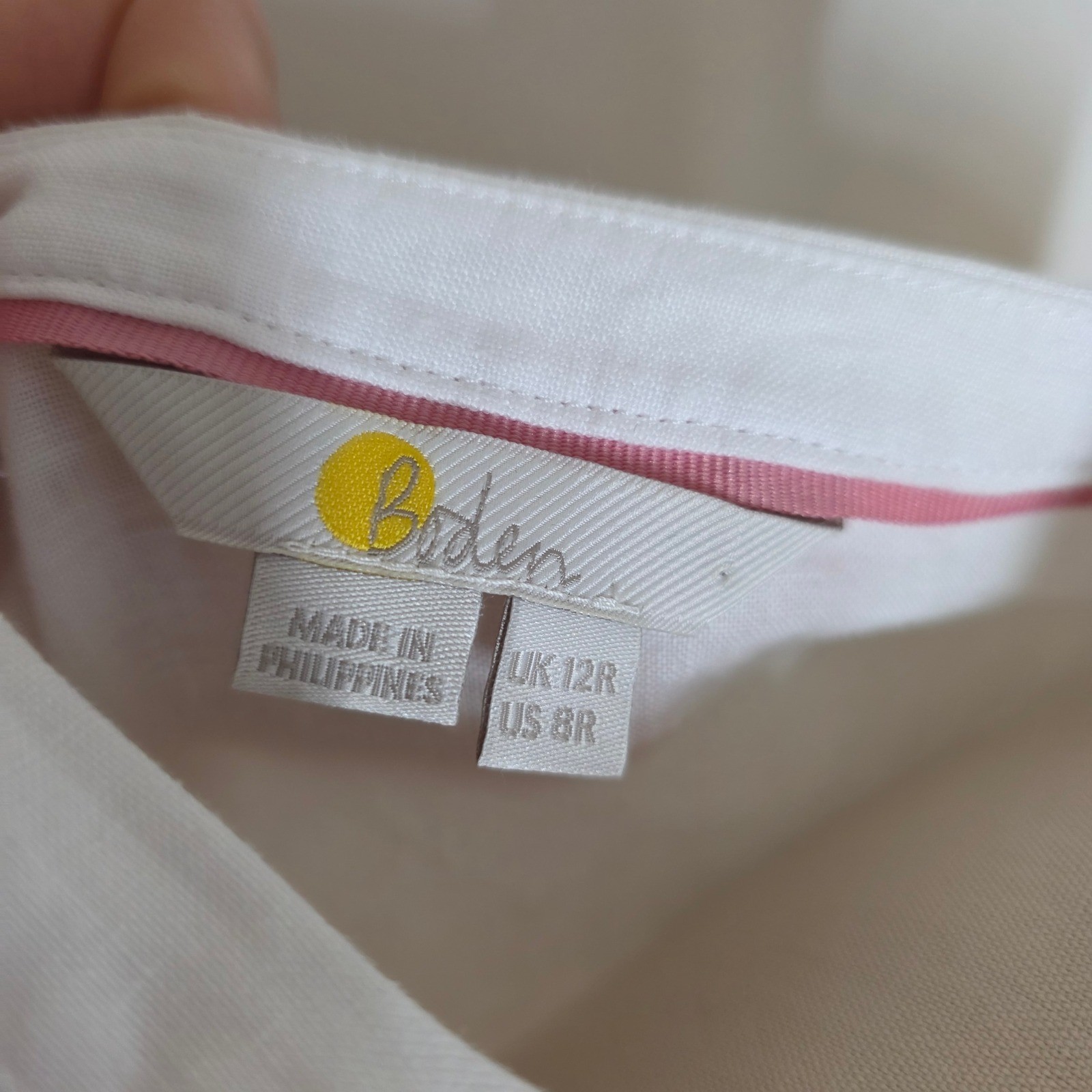 Boden White 100% Linen Tiered Mini Dress Long Bell Sleeve Split Neck Size US 8R