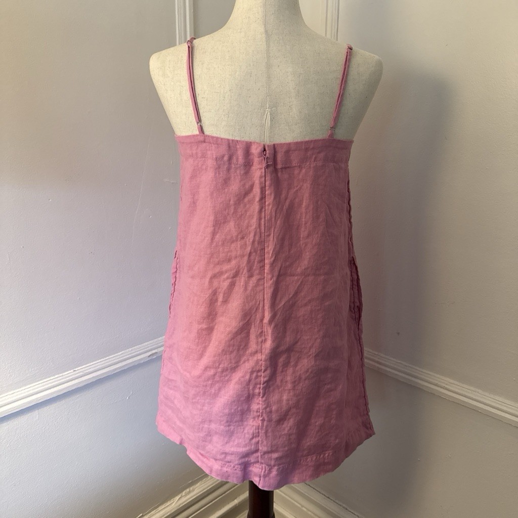 Women’s Pink Solid Square Neck Adjustable Strappy Sleeveless Shift Mini Dress