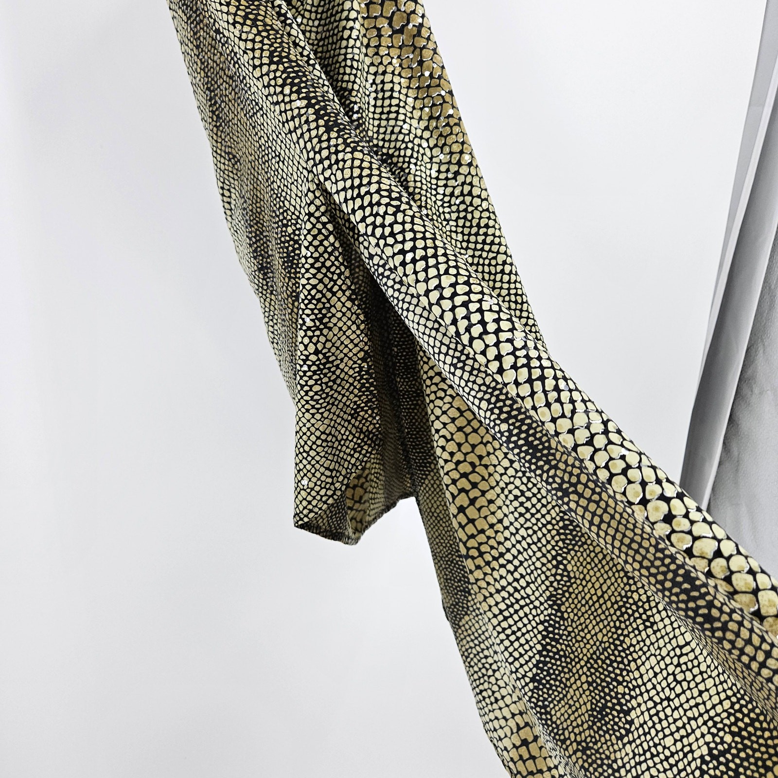 Vintage Cache Dress Green Snakeskin Print One shoulder Asymmetrical y2K Size L