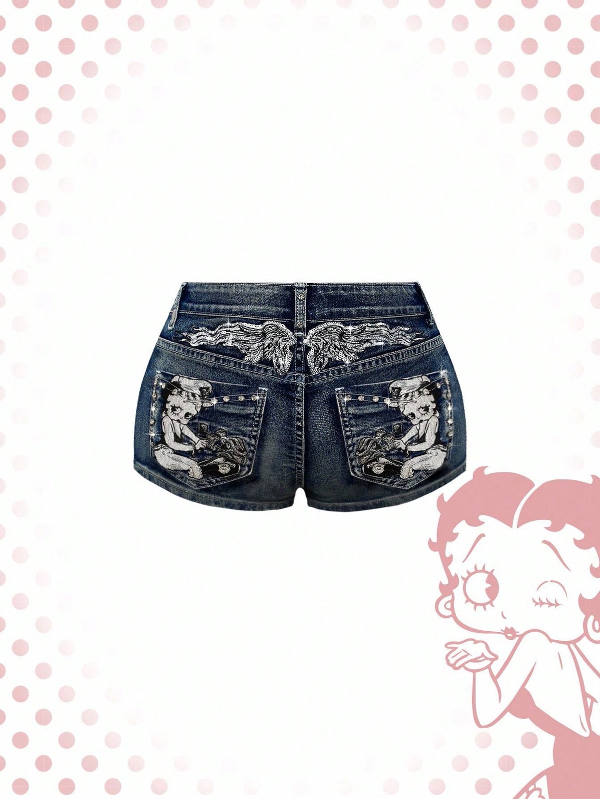 Betty Boop | Romwe Spring Summer Vintage Y2K Punk Style Super Low Waist Super