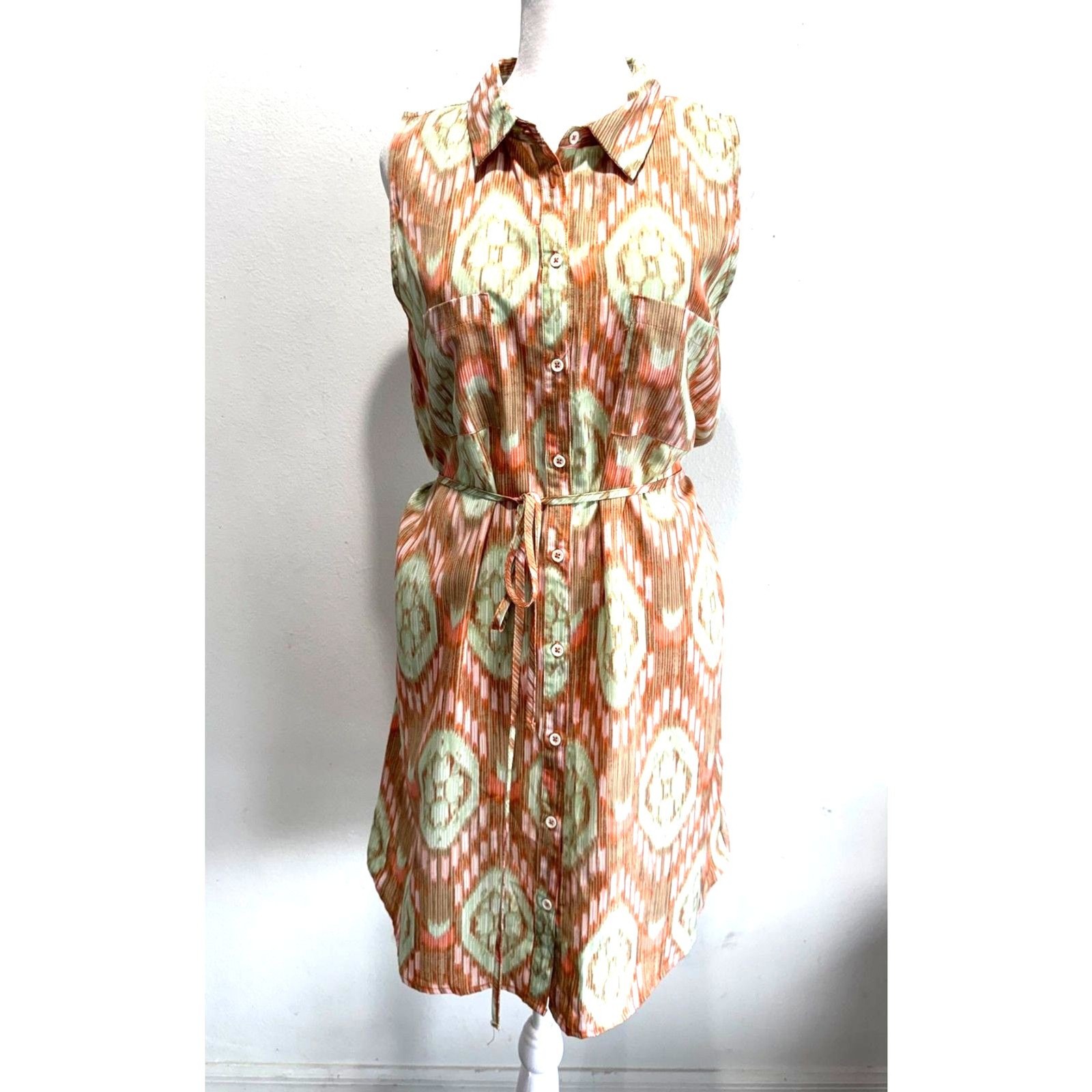 Olive & Oak Shirt dress summer vacation casual timeless non sleeve women L