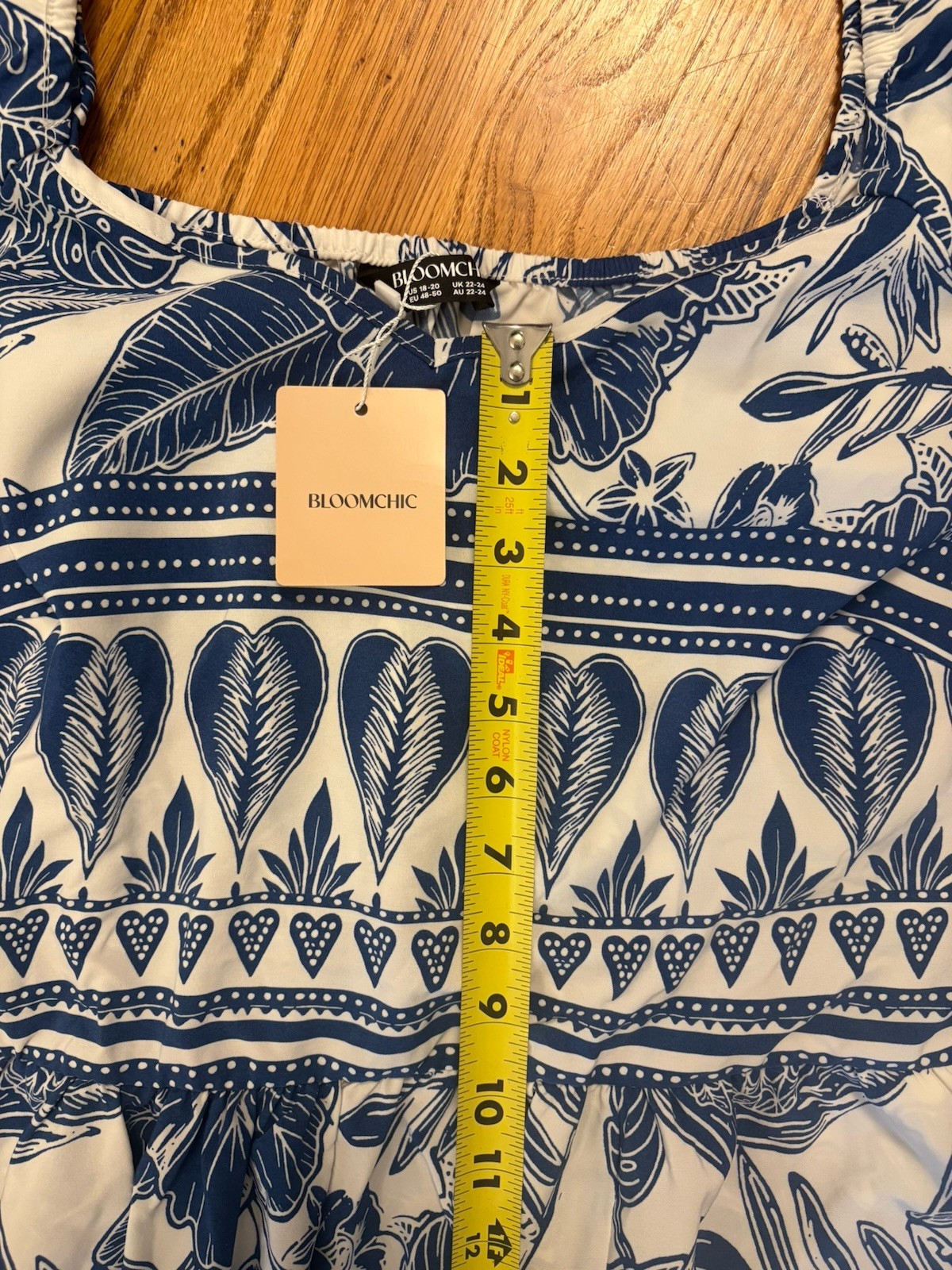 NWT BloomChic Tropical Hawaiian Mini Dress Plus Size 18/20 Puff Sleeve Resort