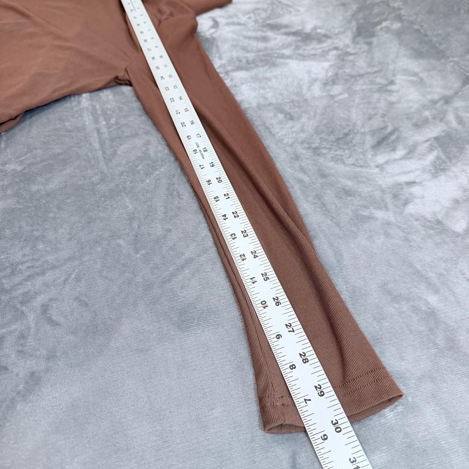 Cider Bodycon Mini Dress W/ Zipper Neckline Pocket Detail Sz M Brown Stretch