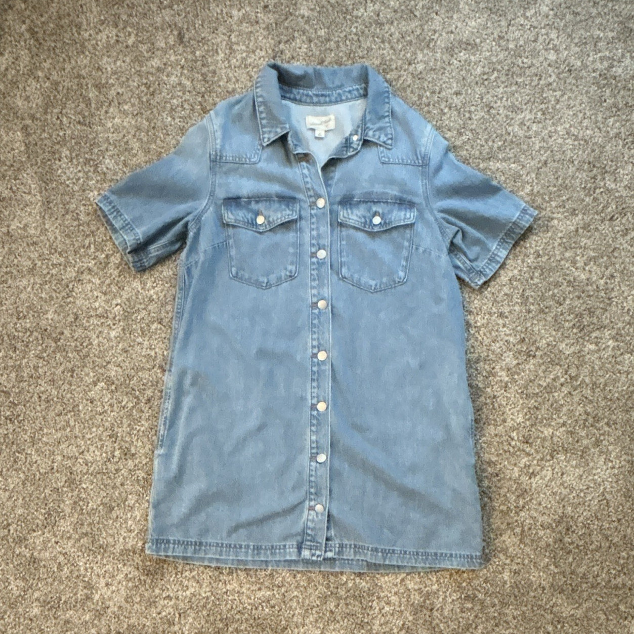 Universal Thread Women’s Denim Dress Medium Wash M Button-Front Collared Pockets
