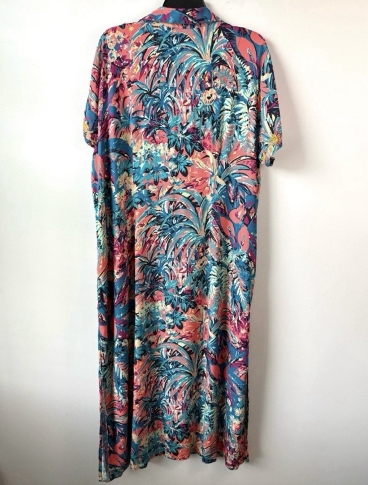 Soft Surroundings Florence Tropical Dress 1X Embroidered Floral Beaded Boho