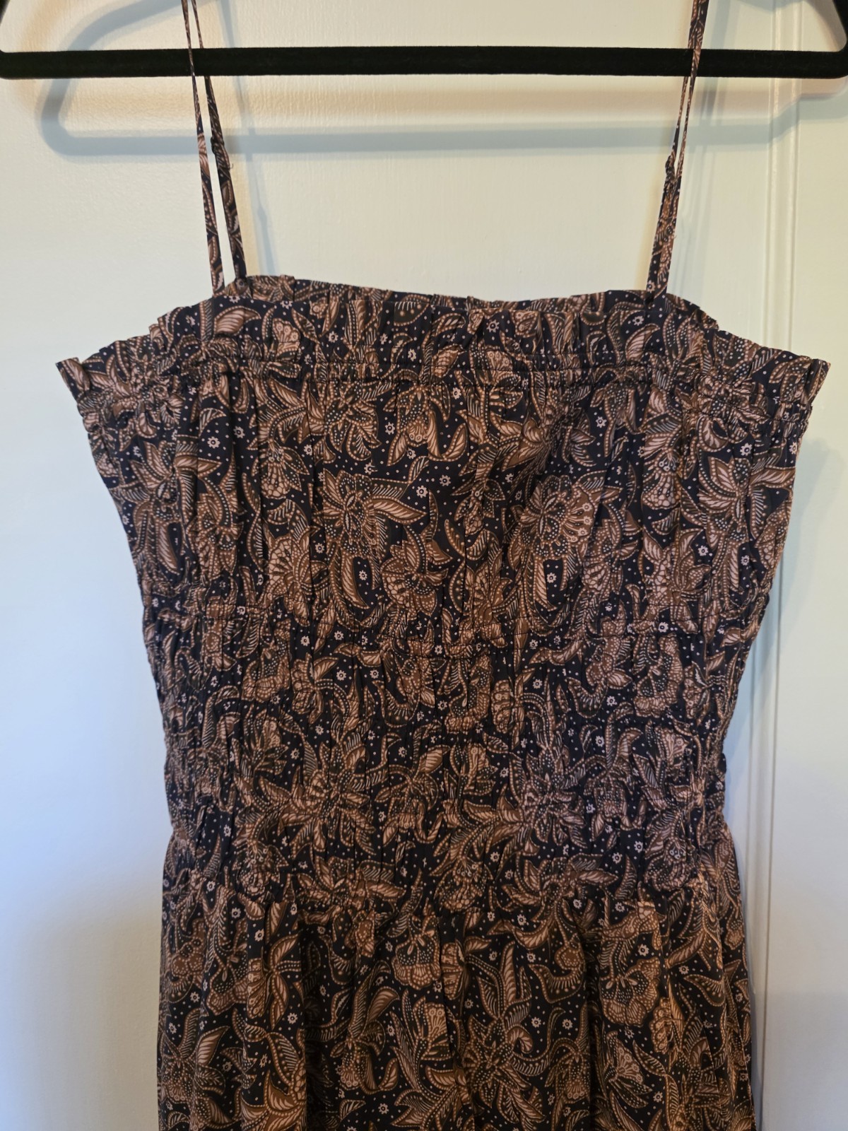 Madewell Smocked Bubble Hem Midi Dress Paisley Berry Sz 10 NWT