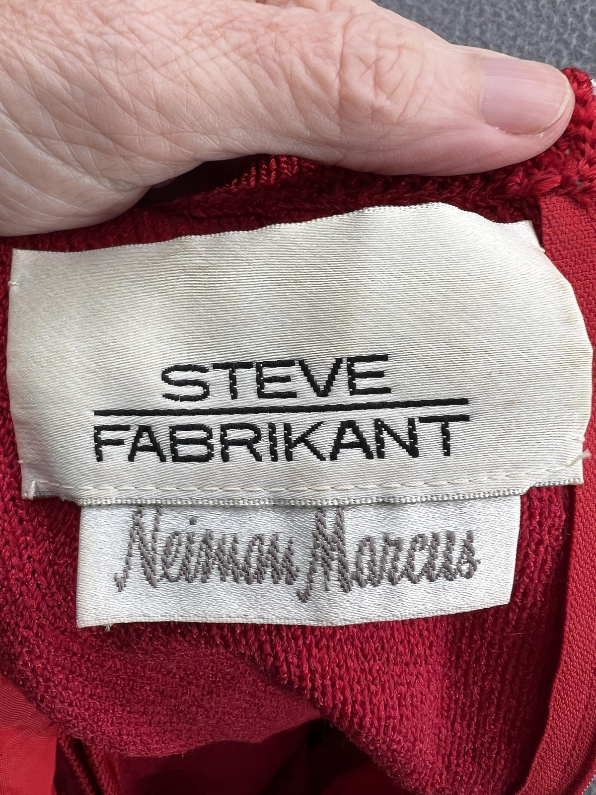 VINTAGE Steve Fabrikant Neiman Marcus Dress Petite Red Wool Knit Drop Waist 80s