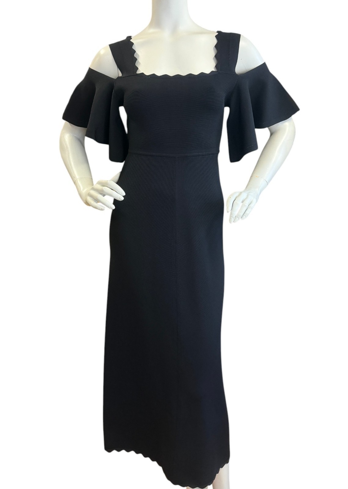 NWOT APIECE APART Lira Off The Shoulder Midi Dress Small Black Stretchy Knit