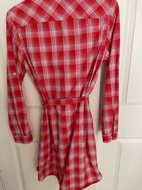 Jack Wolfskin Long sleeve plaid apricot dress US medium