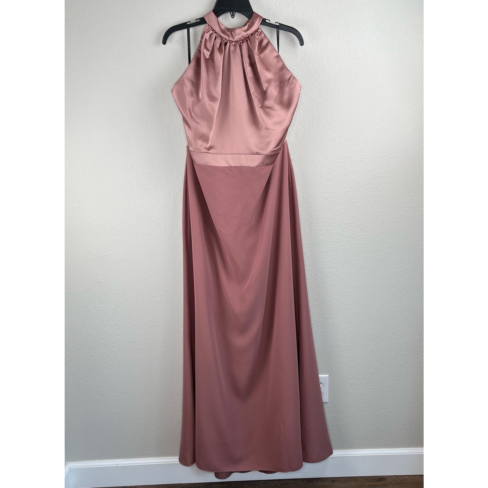 After Six High Neck Halter Maxi Gown Sienna Open Back Luxe Charmeuse 20 NWT