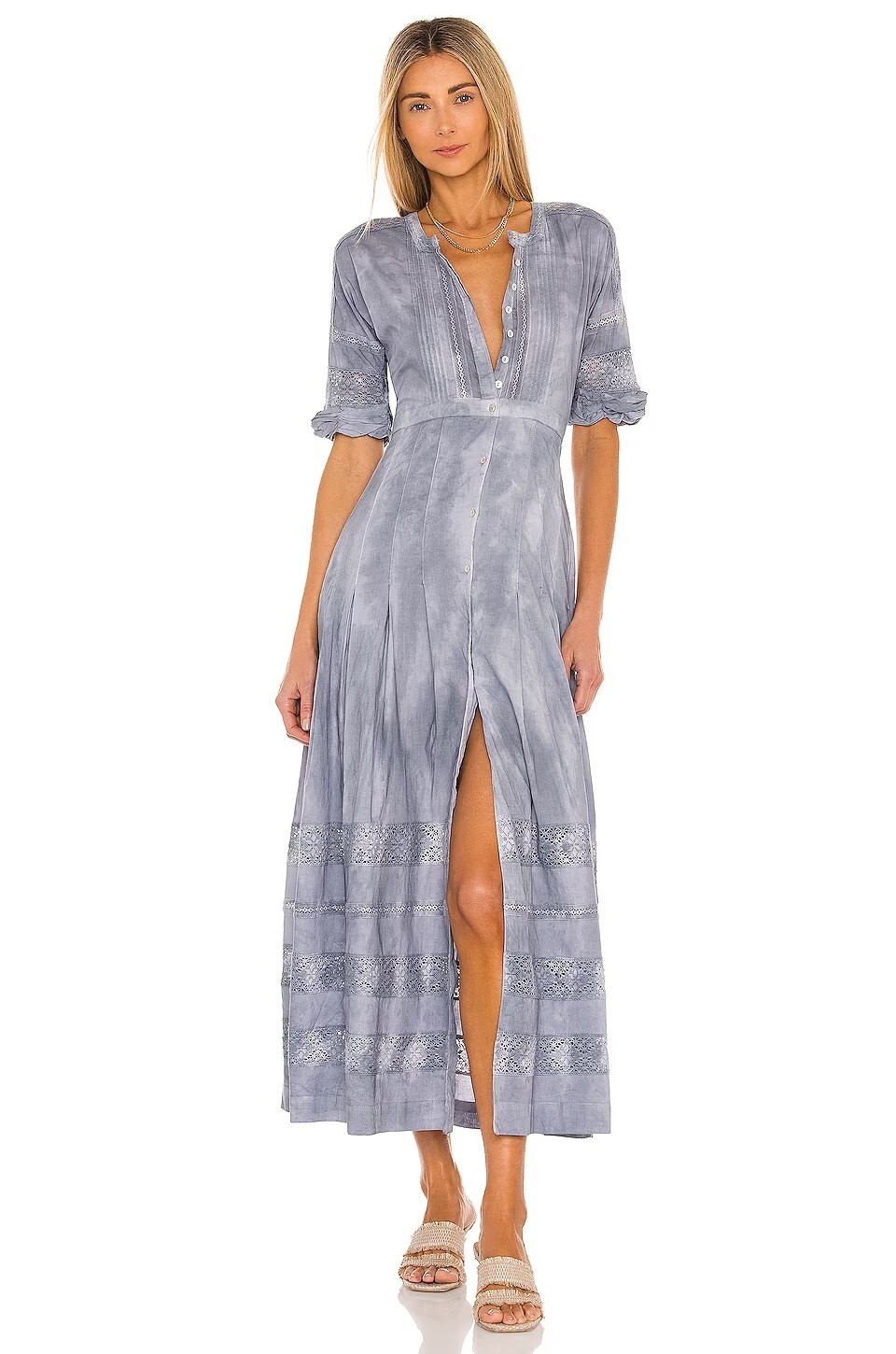 LoveShackFancy Edie Tie Dye Button Dress XS $135 Gorgeously Romantic