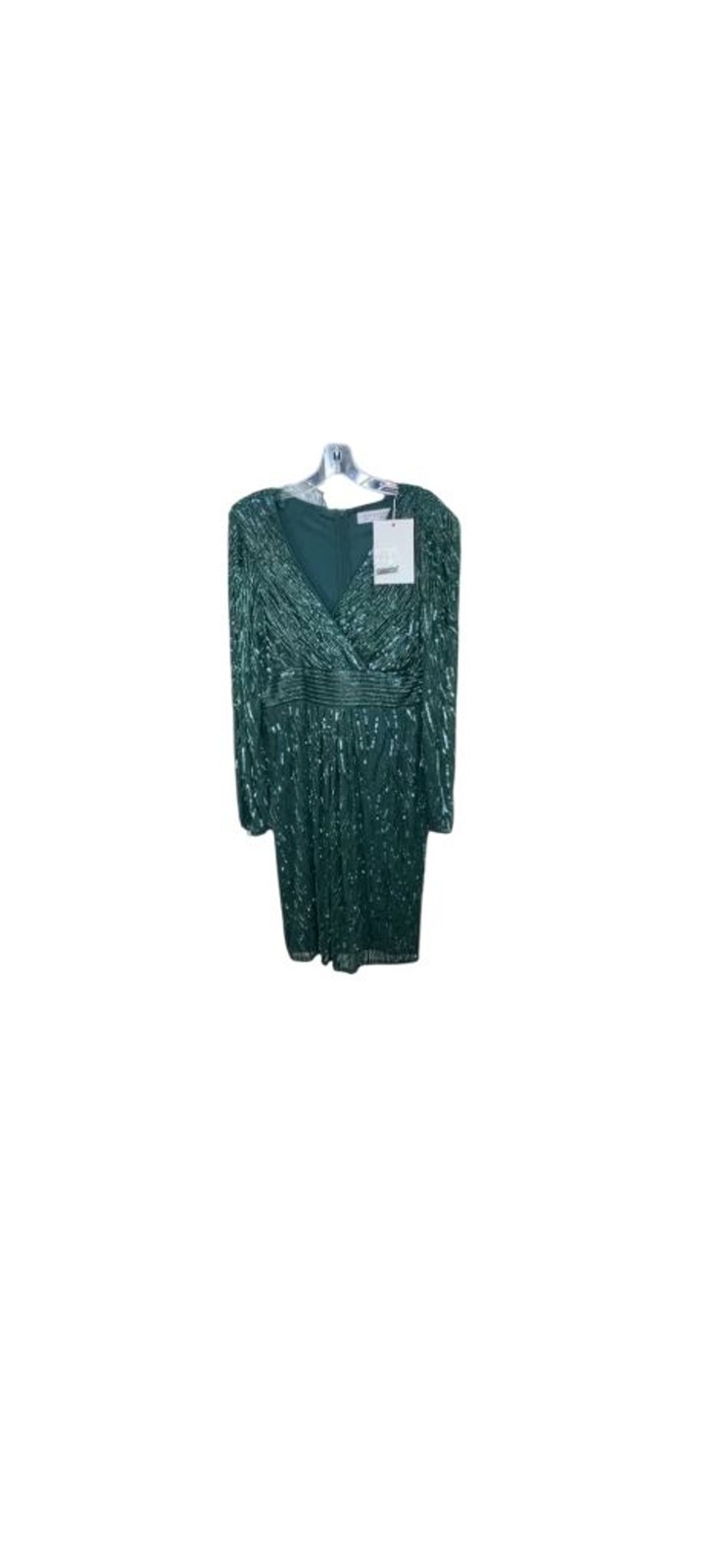 Mac Duggal Emerald Green Long Sleeve Sequin Dress Size 8
