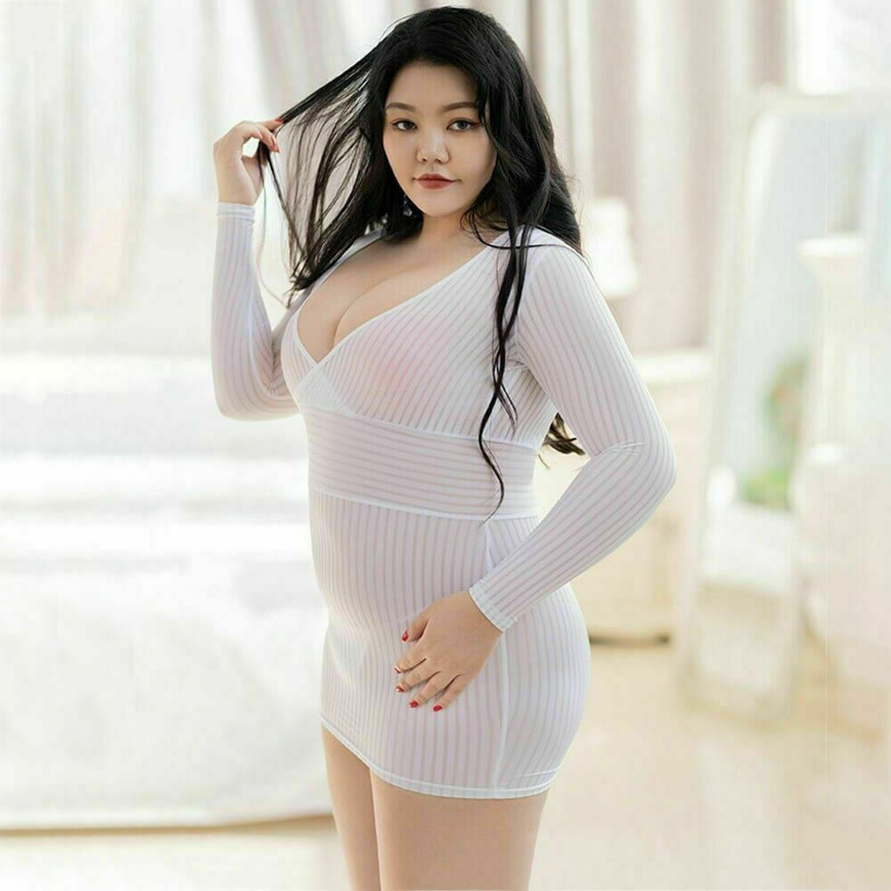 Womens See-through Striped Lingerie Dress Bodycon Party Cocktail Club Mini Dress