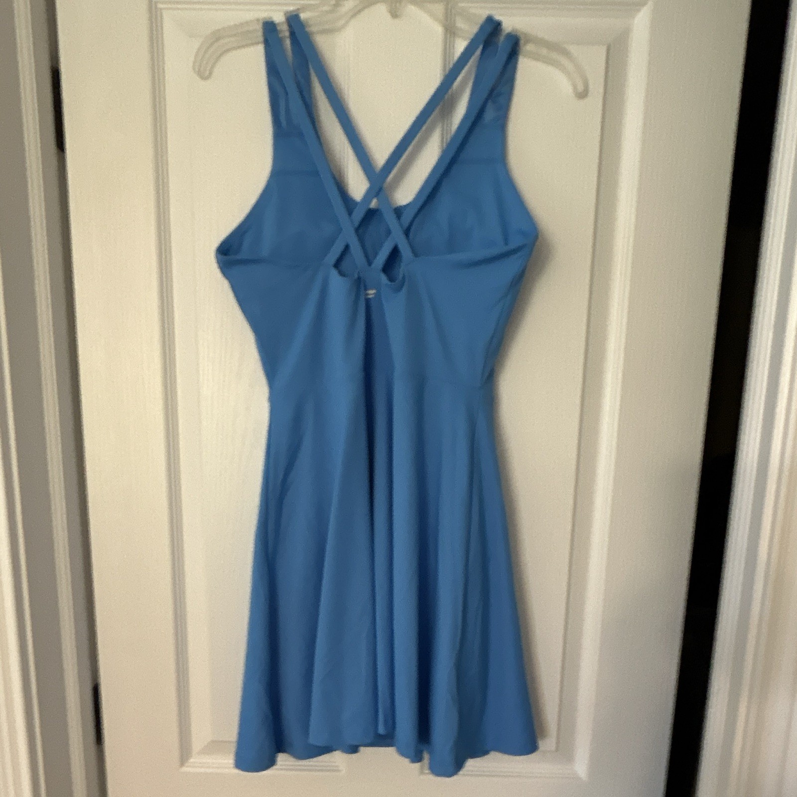 Fabletics Boost Performance Dress Blue Fit & Flare Dress Built-In Bra Pockets M