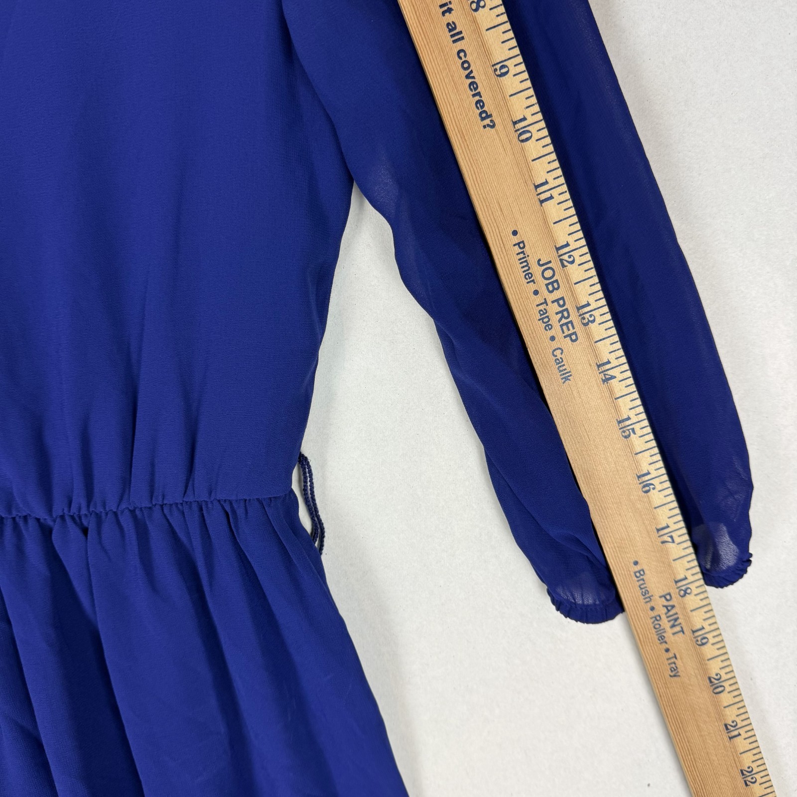 By & By Dress Womens Small Blue Sheer Lined Scoop Neck Keyhole Back Cocktails