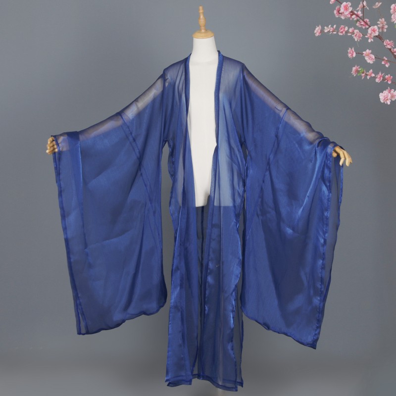 Hanfu Clothing Shiny Chiffon Cloak Wide Sleeved Coat Cape Chinese Costume