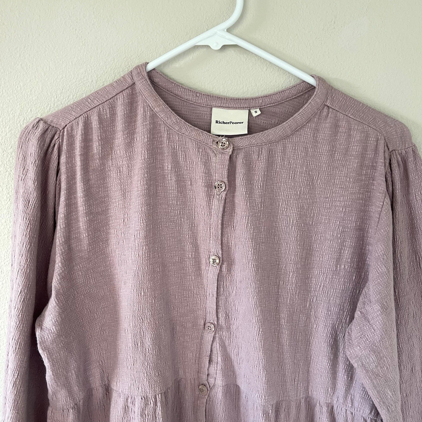 RICHER POORER Purple Cloud Weave Button Dress (S)