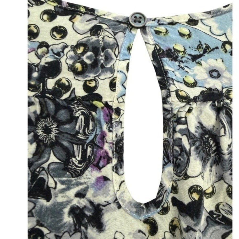 Volcom Floral Print Sleeveless A-Line Dress Women Size Small Keyhole Button Back